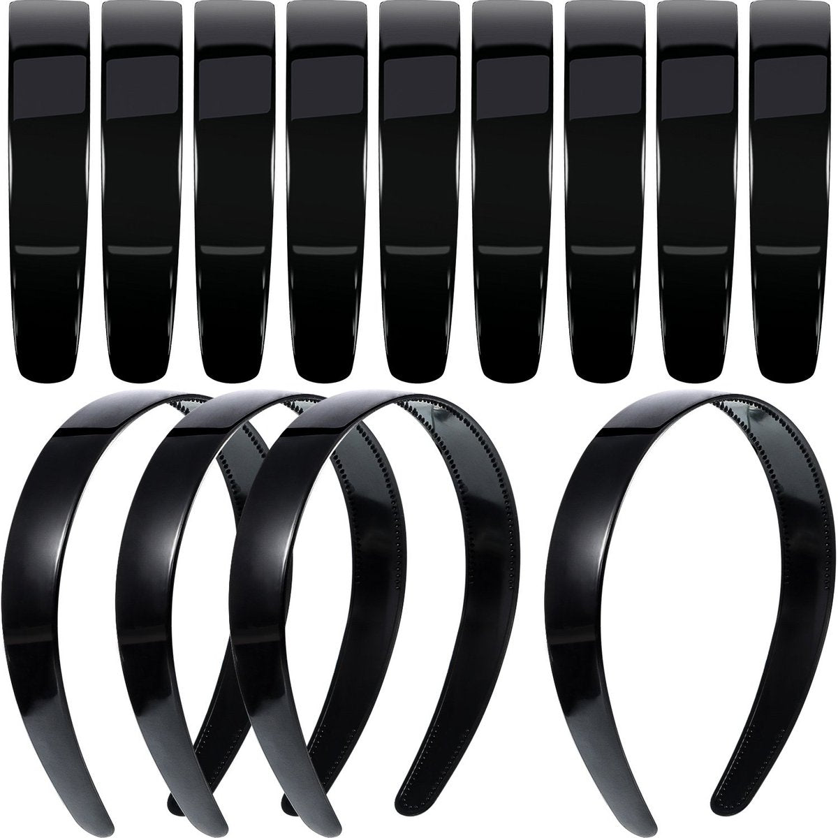 HESTYA 20 Stück 1 Zoll Schwarze Plastik-Stirnbänder für Frauen – Schlichte Bastel-Haarbänder mit Zähnen, DIY-Haarzubehör für Abschlussfeier, Halloween, Weihnachten