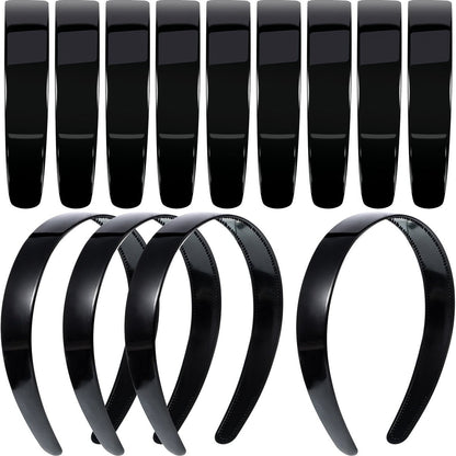 HESTYA 20 Stück 1 Zoll Schwarze Plastik-Stirnbänder für Frauen – Schlichte Bastel-Haarbänder mit Zähnen, DIY-Haarzubehör für Abschlussfeier, Halloween, Weihnachten