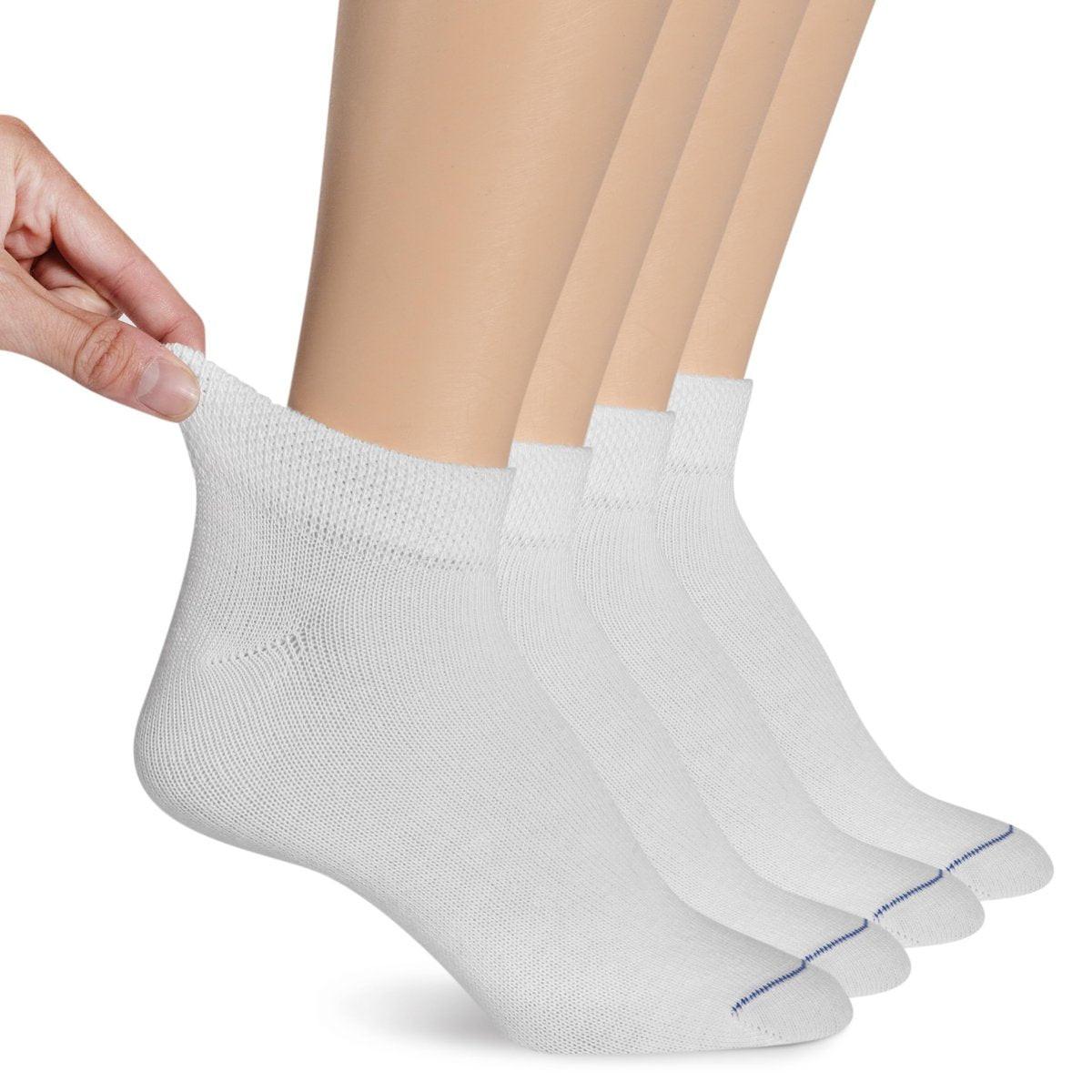 Dr. Scholl's Damen 4er-Pack Diabetiker- & Durchblutungs-Socken ohne Bündchen, niedrig geschnitten, Weiß, Schuhgröße 4-10 US