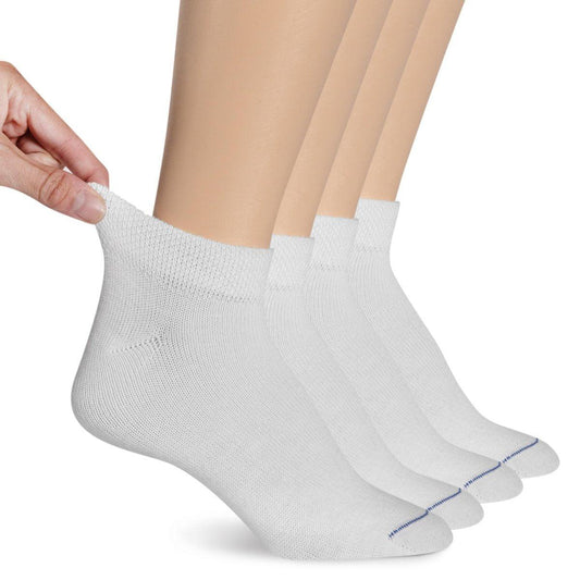 Dr. Scholl's Damen 4er-Pack Diabetiker- & Durchblutungs-Socken ohne Bündchen, niedrig geschnitten, Weiß, Schuhgröße 4-10 US