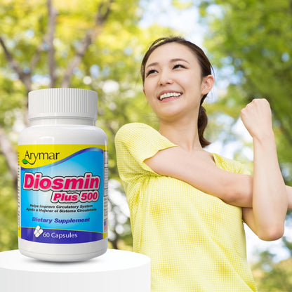 Arymar Diosmin 500mg mit Vitamin B-Komplex – Kreislauf-Formel für Venenstärke und normalen Blutfluss, Gefäßgesundheit und Mikrozirkulation, 60 Kapseln
