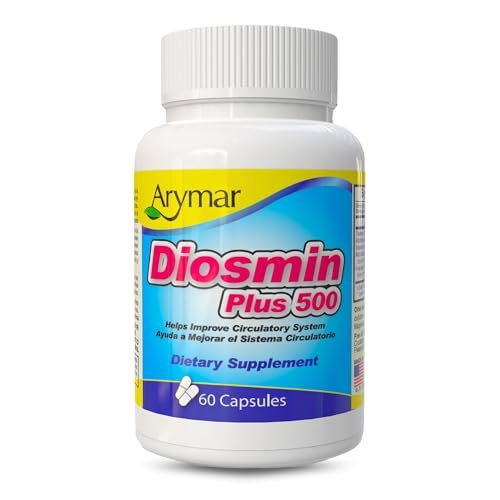 Arymar Diosmin 500mg mit Vitamin B-Komplex – Kreislauf-Formel für Venenstärke und normalen Blutfluss, Gefäßgesundheit und Mikrozirkulation, 60 Kapseln