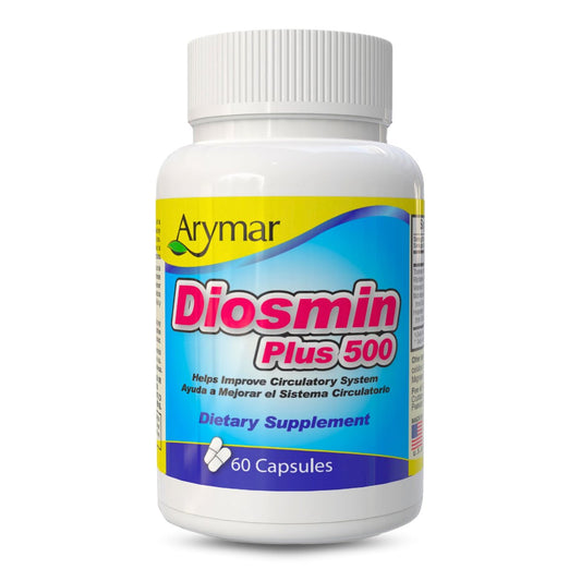 Arymar Diosmin 500mg mit Vitamin B-Komplex – Kreislauf-Formel für Venenstärke und normalen Blutfluss, Gefäßgesundheit und Mikrozirkulation, 60 Kapseln