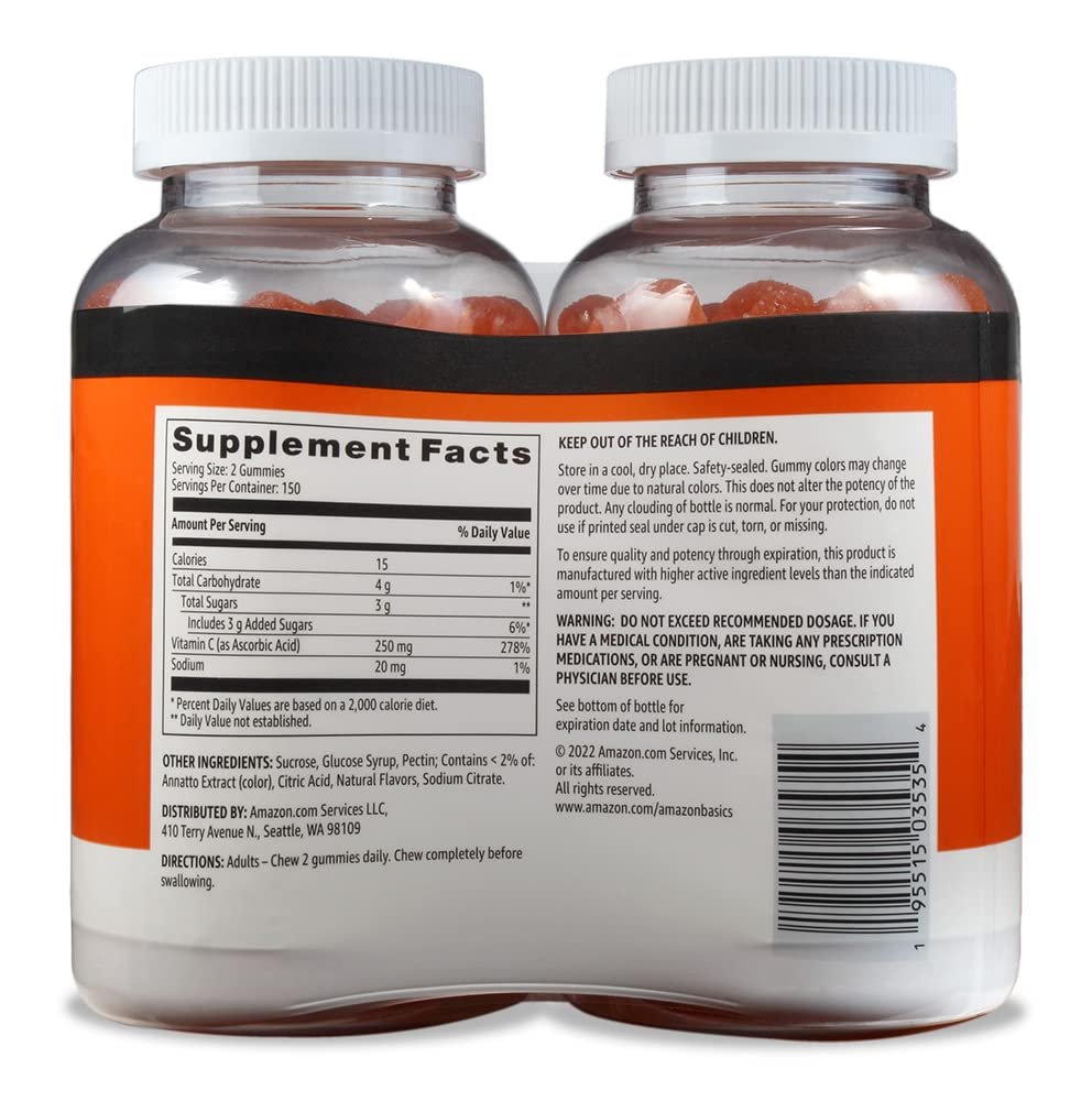Vitamin C 250 mg Gummies, Orange, 300 Stück (2 x 150), 2 Gummis pro Portion