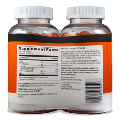 Vitamin C 250 mg Gummies, Orange, 300 Stück (2 x 150), 2 Gummis pro Portion