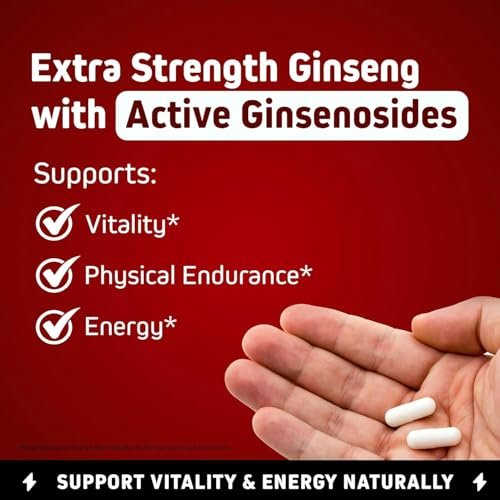 Herbtonics Koreanischer Roter Panax Ginseng 1500mg – Energie-Supplement für Spitzenleistung, Fokus & Vitalität – Hochpotenter Ginseng-Wurzelextrakt – 120 vegane Kapseln
