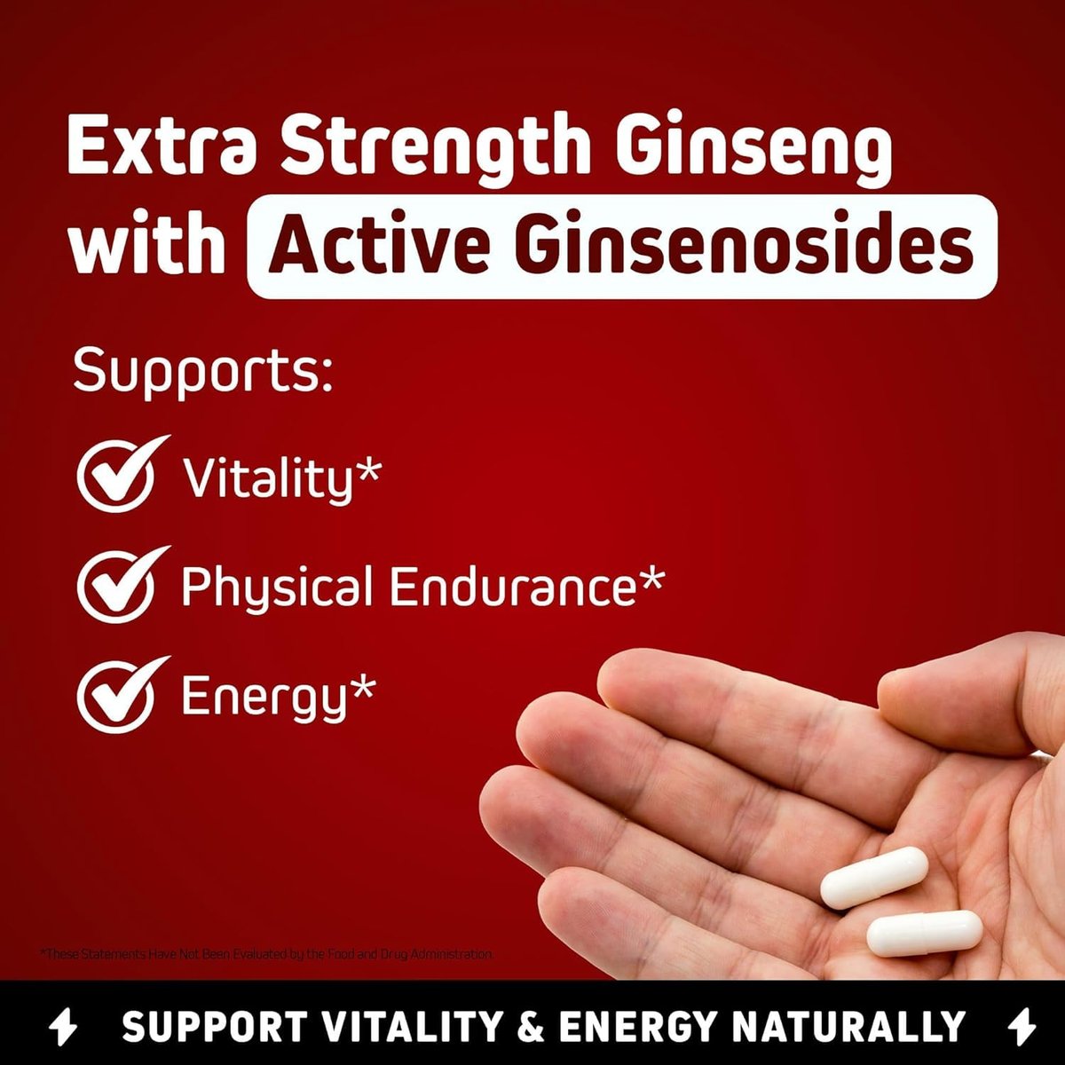 Herbtonics Koreanischer Roter Panax Ginseng 1500mg – Energie-Supplement für Spitzenleistung, Fokus & Vitalität – Hochpotenter Ginseng-Wurzelextrakt – 120 vegane Kapseln