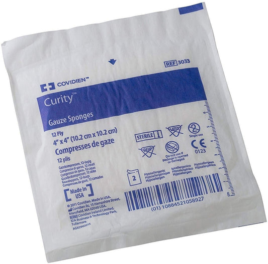 Health Care Logistics 3033 Curity Mullkompressen, steril 2er im Peel-Back-Beutel, 10x10 cm, 12-lagig (Packung mit 50)