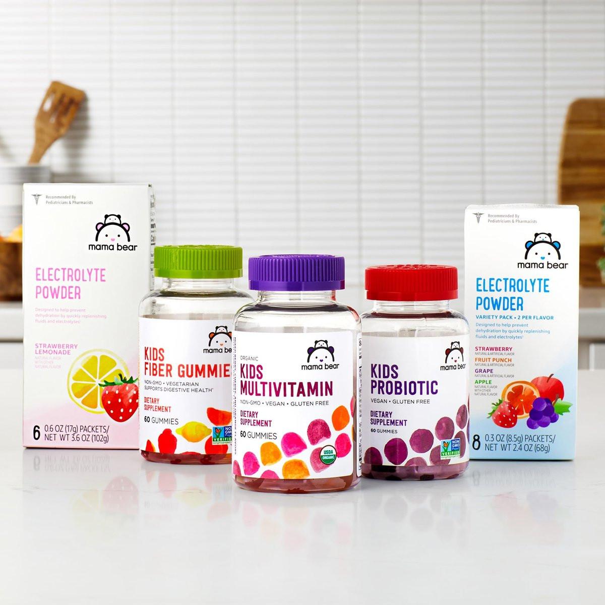 Mama Bear Bio Kinder Multivitamin Gummibärchen, Beere, Kirsche & Orange, 60 Stück, 1 Monatsvorrat