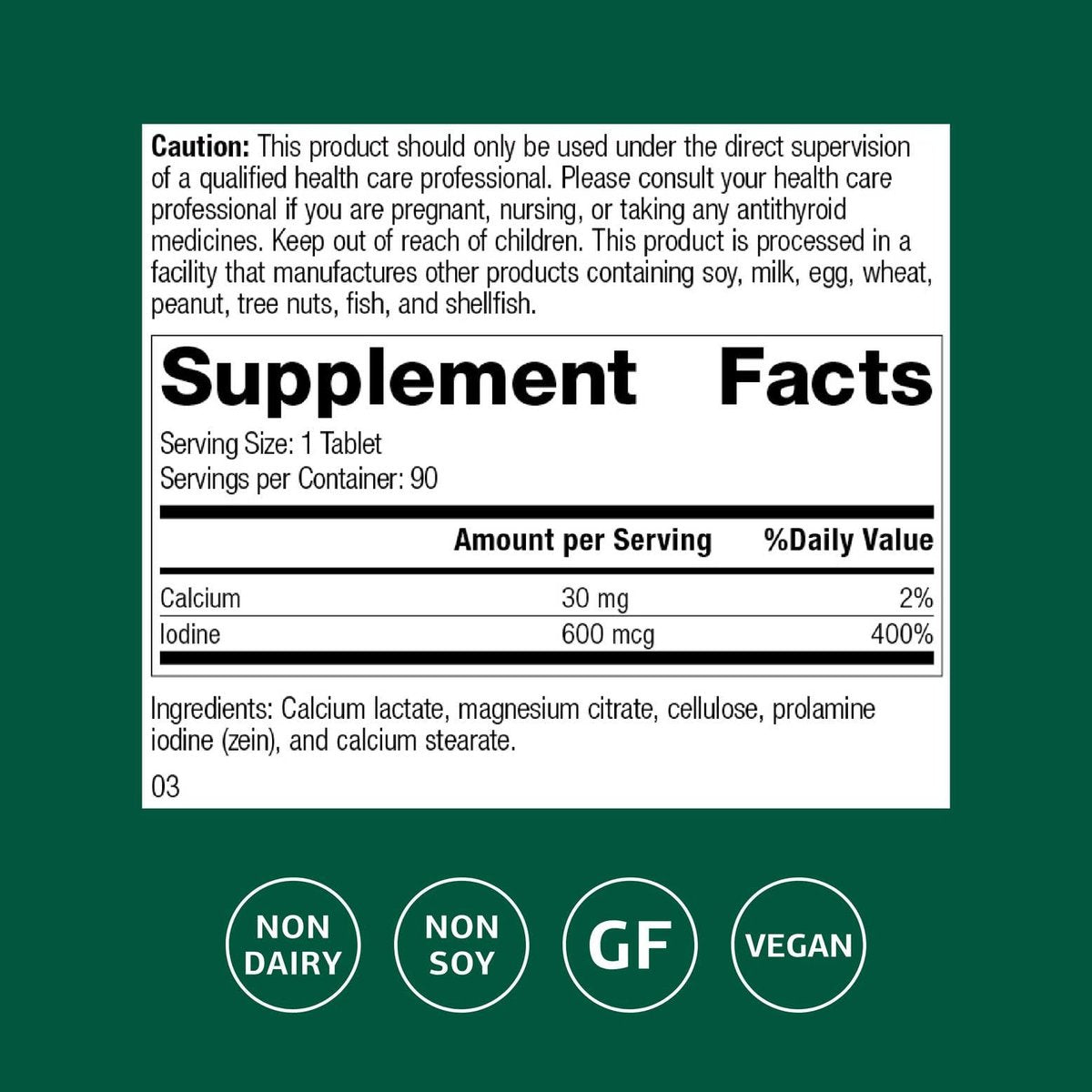 Standard Process Prolamine Iodine – Schilddrüsen-Unterstützung mit Jod – 90 Tabletten