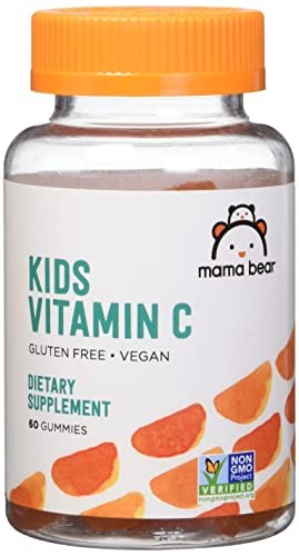 Mama Bear Vegane Vitamin C Gummibärchen für Kinder, Orange, 60 Stück, Immunsystem, 125 mg pro Gummibärchen