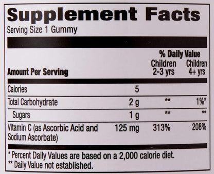 Mama Bear Vegane Vitamin C Gummibärchen für Kinder, Orange, 60 Stück, Immunsystem, 125 mg pro Gummibärchen