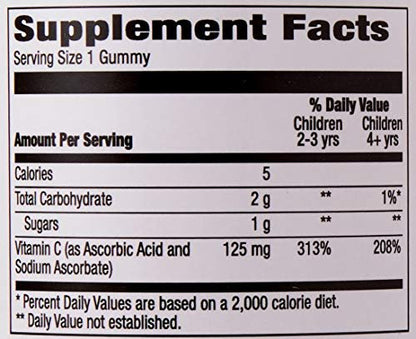 Mama Bear Vegane Vitamin C Gummibärchen für Kinder, Orange, 60 Stück, Immunsystem, 125 mg pro Gummibärchen