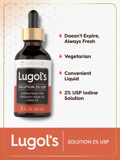 Carlyle Lugols Iodlösung 2% | 2 fl oz (1er-Pack) | Kaliumiodid und Iodlösung 2% flüssige Tropfen