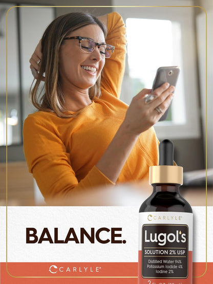Carlyle Lugols Iodlösung 2% | 2 fl oz (1er-Pack) | Kaliumiodid und Iodlösung 2% flüssige Tropfen