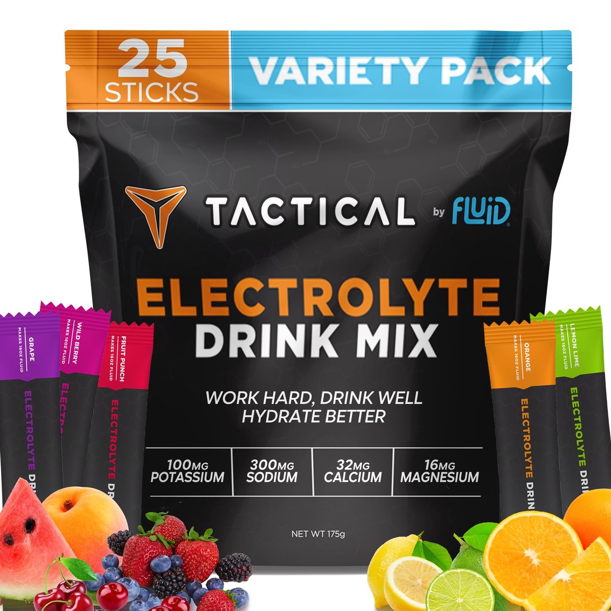 Fluid Tactical – 25 Portionen Elektrolytpulver | Sortenpaket | Reisefertiges Getränkepulver | Extreme Rehydrierung