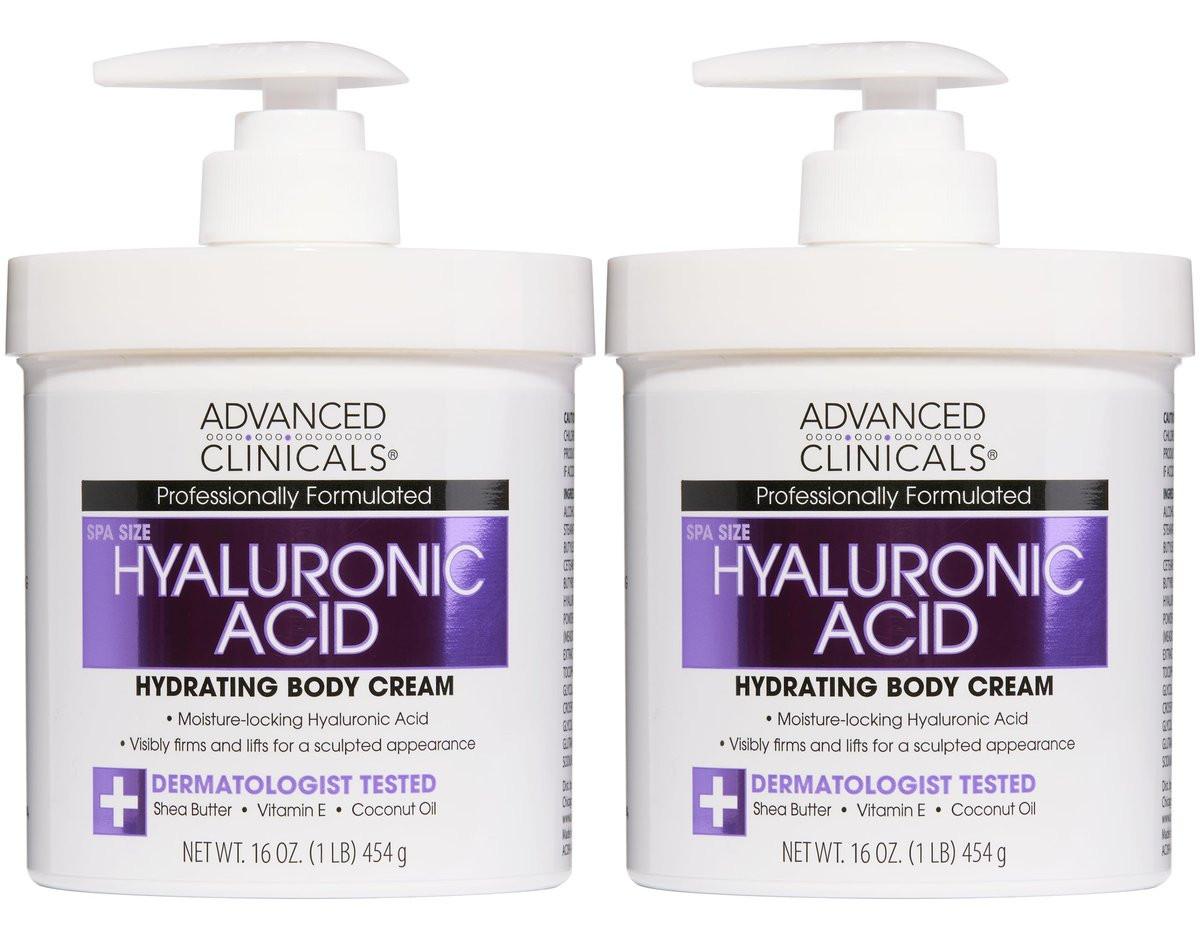 Advanced Clinicals Hyaluronsäure Feuchtigkeitscreme mit Vitamin E – Hydratisierende Körpercreme & Lotion für Frauen und Männer zur Verbesserung des Erscheinungsbilds von Falten, trockener Haut und schlaffer Haut, 16 Unzen, 2er-Pack