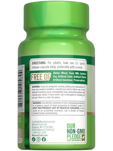 Nature's Truth Eisenpräparat für Frauen und Männer | 28 mg | 90 Kapseln | Eisenbisglycinat | Nicht-GVO, glutenfrei