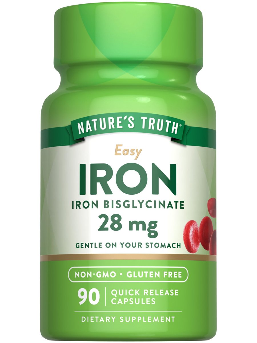 Nature's Truth Eisenpräparat für Frauen und Männer | 28 mg | 90 Kapseln | Eisenbisglycinat | Nicht-GVO, glutenfrei