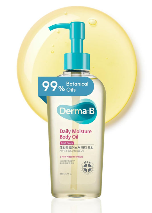 Derma B Daily Moisture Body Oil – 99% Natürliches Argan- & Süßmandelöl – Duschöl für trockene, empfindliche Haut – Leichte & langanhaltende Feuchtigkeitspflege – 200 ml