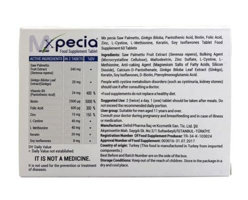XPECIA Anti-Haarausfall DHT-Blocker für Männer – Neue Haarwuchs-Formel 60 Tabletten