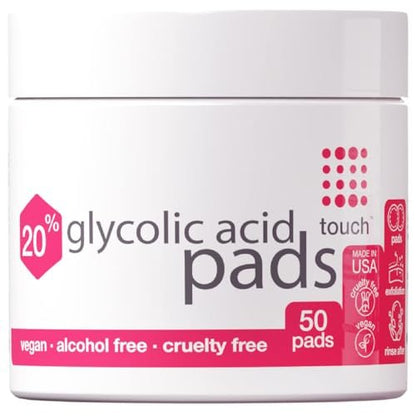 TOUCH 20% Glykolsäure-Pads – Peeling & AHA-Gesichtstücher für ebenmäßige Haut, 50 Stück