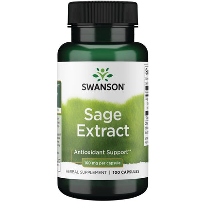 Swanson Salbeiextrakt – Kräuterergänzung für ganzheitliche Gesundheit und Schutz – Natürliche Formel zur allgemeinen Wellness-Unterstützung (100 Kapseln, 160 mg pro Kapsel)