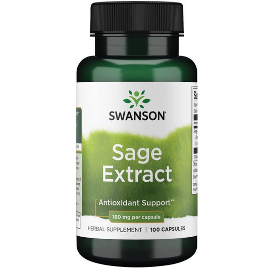 Swanson Salbeiextrakt – Kräuterergänzung für ganzheitliche Gesundheit und Schutz – Natürliche Formel zur allgemeinen Wellness-Unterstützung (100 Kapseln, 160 mg pro Kapsel)