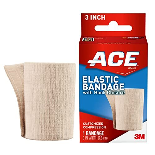 ACE Marke 3-Zoll-Elastikverband mit Hakenverschluss, 2er-Pack, ideal für Ellbogen, Knöchel, Knie & mehr, Unterstützung für schwache, schmerzende Muskeln & Gelenke, weiches elastisches Material, Qualitätsdesign
