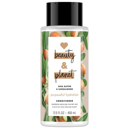 Love Beauty and Planet Shea Butter & Sandelholz Feuchtigkeitsspendender Reinigungs-Conditioner, 400 ml