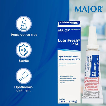 MAJOR Lubrifresh P.M. Sterile Augensalbe – Konservierungsmittelfreie Augenpflege – Trockene Augen Linderung – 3,5 g (1 Packung)