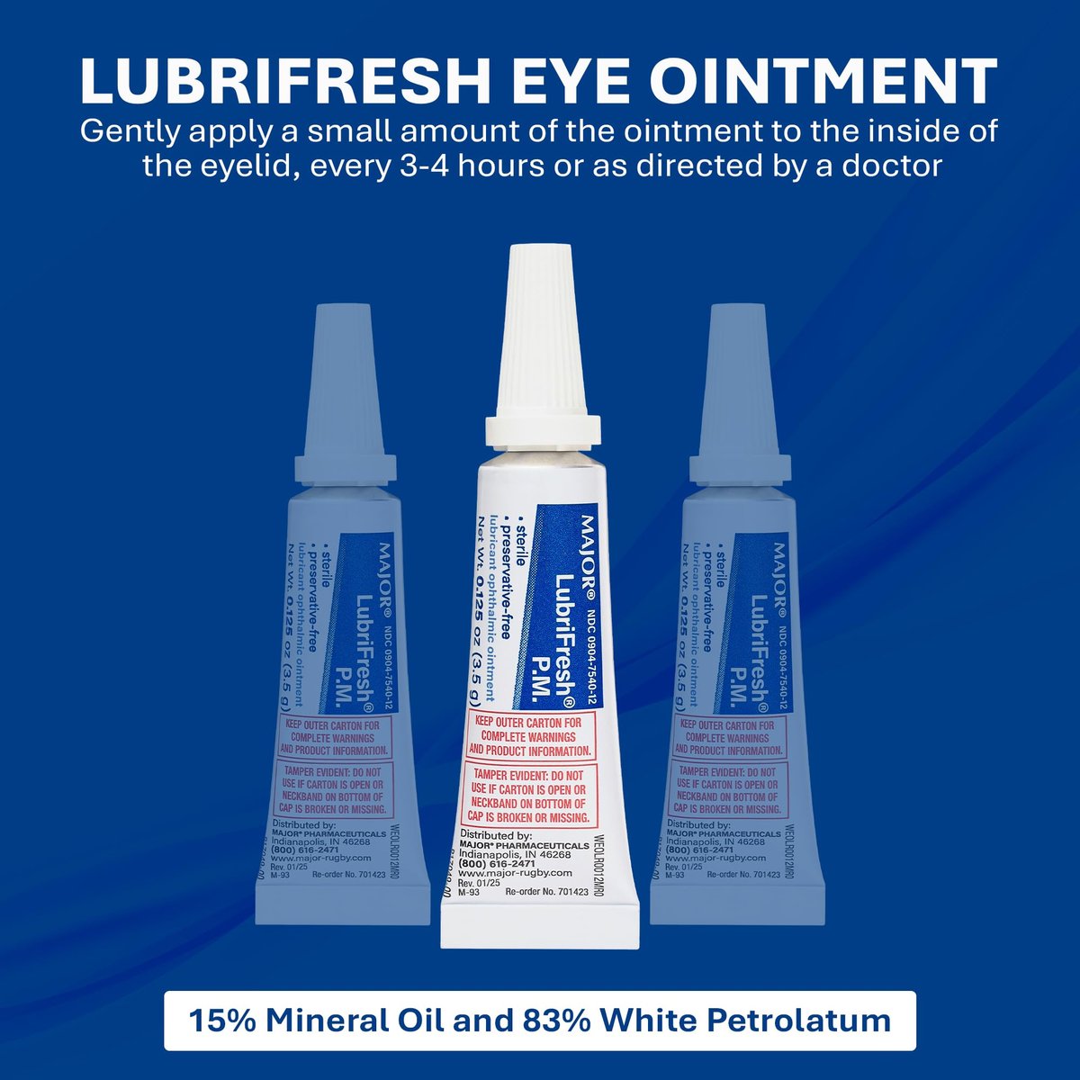 MAJOR Lubrifresh P.M. Sterile Augensalbe – Konservierungsmittelfreie Augenpflege – Trockene Augen Linderung – 3,5 g (1 Packung)