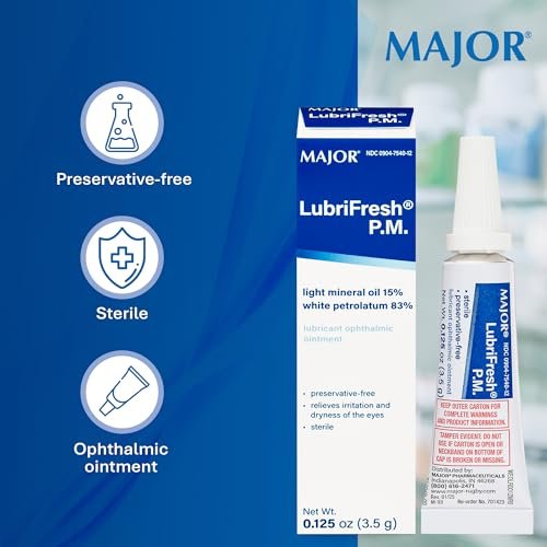 MAJOR Lubrifresh P.M. Sterile Augensalbe – Konservierungsmittelfreie Augenpflege – Trockene Augen Linderung – 3,5 g (1 Packung)