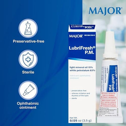 MAJOR Lubrifresh P.M. Sterile Augensalbe – Konservierungsmittelfreie Augenpflege – Trockene Augen Linderung – 3,5 g (1 Packung)
