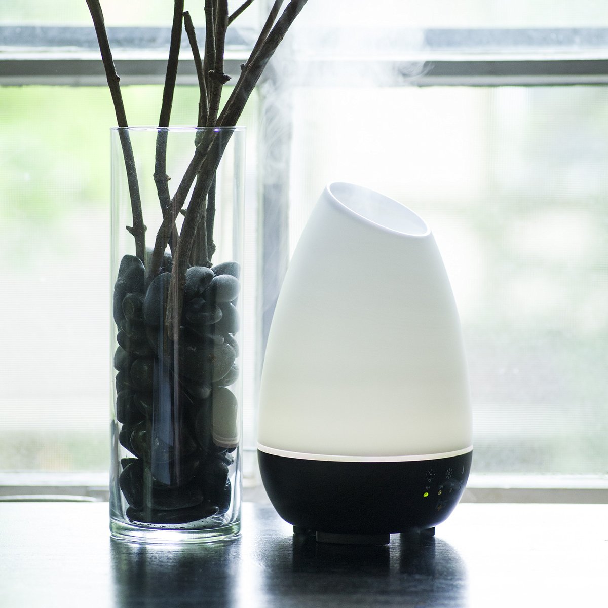 HealthSmart 500ML Essential Oil Diffuser für große Räume – Kaltnebel-Luftbefeuchter & Aromatherapie-Diffuser mit einstellbarem Timer, Nebelmodus und 7 LED-Lichtfarben, Weiß