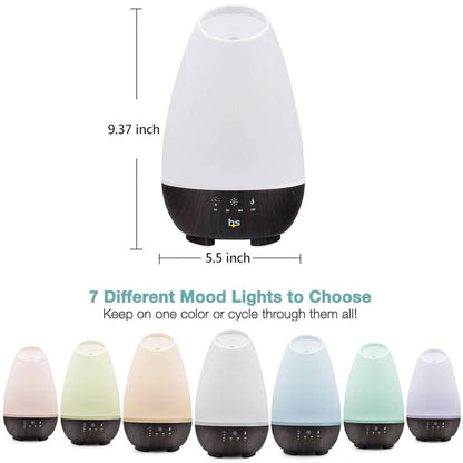 HealthSmart 500ML Essential Oil Diffuser für große Räume – Kaltnebel-Luftbefeuchter & Aromatherapie-Diffuser mit einstellbarem Timer, Nebelmodus und 7 LED-Lichtfarben, Weiß