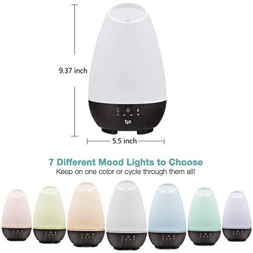 HealthSmart 500ML Essential Oil Diffuser für große Räume – Kaltnebel-Luftbefeuchter & Aromatherapie-Diffuser mit einstellbarem Timer, Nebelmodus und 7 LED-Lichtfarben, Weiß