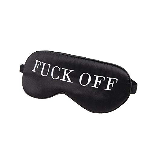 NMM Global 100% Maulbeerseide Schlafmaske – Schwarze Schlafmaske mit verstellbarem Band und Satin-Blick – Fuck Off