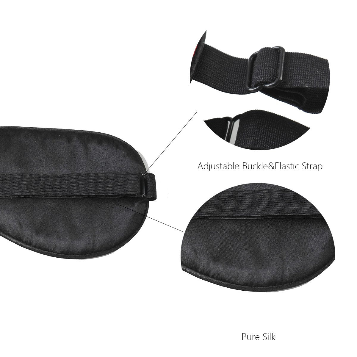 NMM Global 100% Maulbeerseide Schlafmaske – Schwarze Schlafmaske mit verstellbarem Band und Satin-Blick – Fuck Off