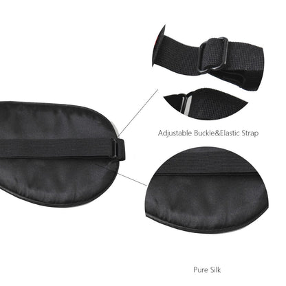 NMM Global 100% Maulbeerseide Schlafmaske – Schwarze Schlafmaske mit verstellbarem Band und Satin-Blick – Fuck Off