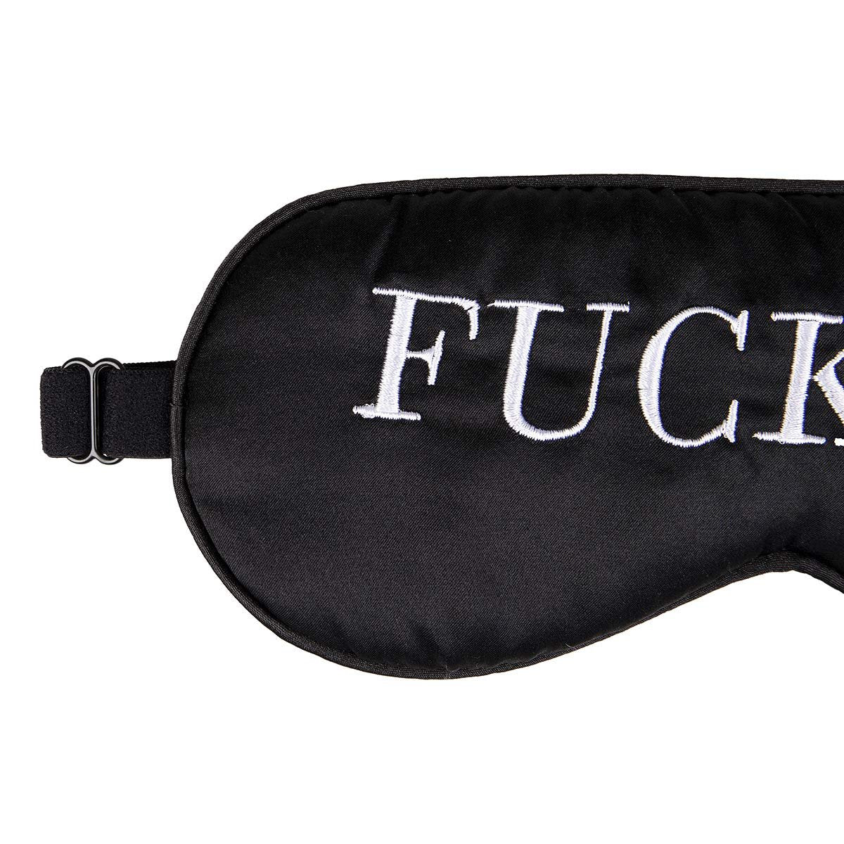 NMM Global 100% Maulbeerseide Schlafmaske – Schwarze Schlafmaske mit verstellbarem Band und Satin-Blick – Fuck Off