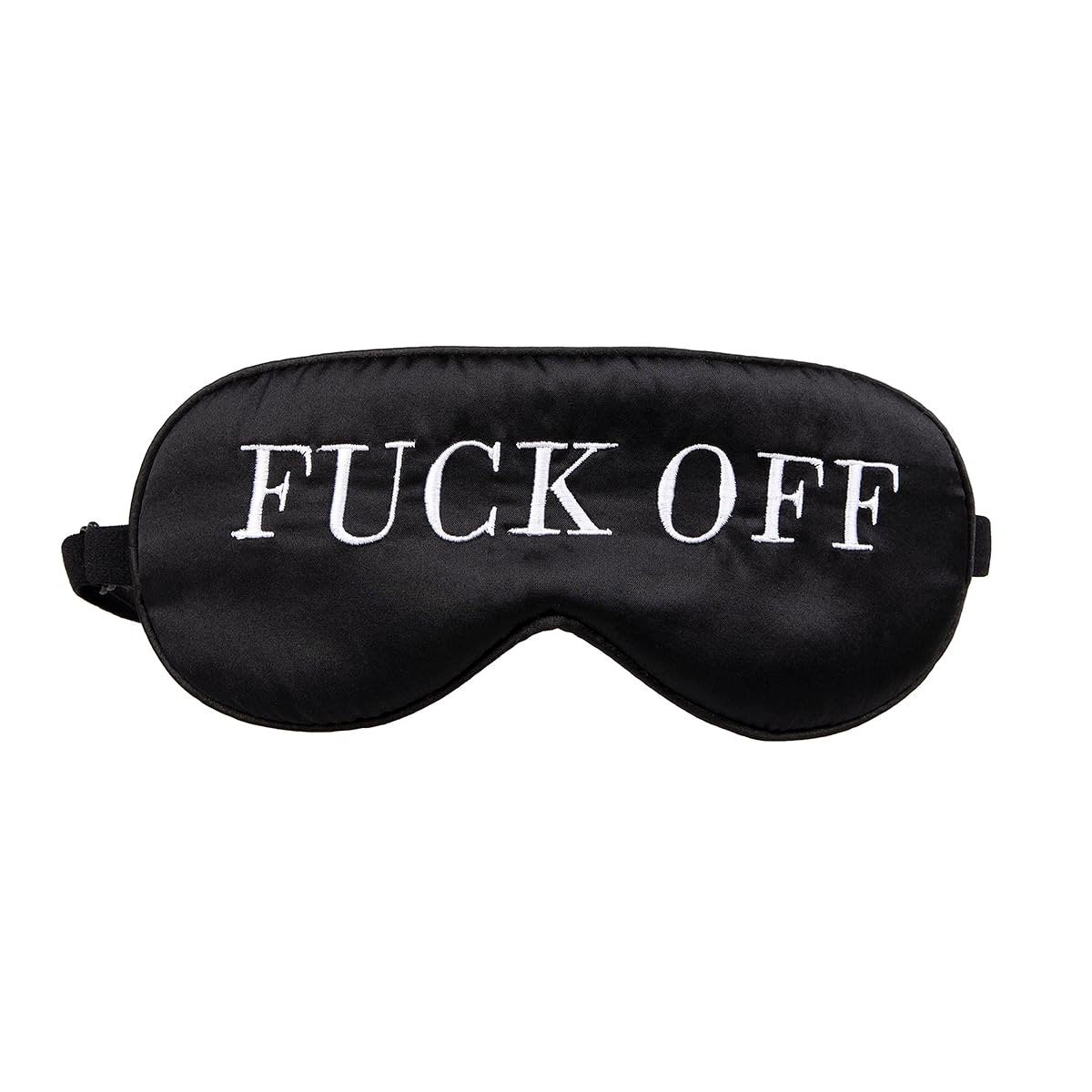 NMM Global 100% Maulbeerseide Schlafmaske – Schwarze Schlafmaske mit verstellbarem Band und Satin-Blick – Fuck Off
