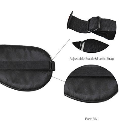 NMM Global 100% Maulbeerseide Schlafmaske – Schwarze Schlafmaske mit verstellbarem Band und Satin-Blick – Fuck Off