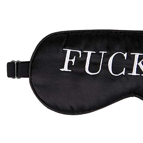 NMM Global 100% Maulbeerseide Schlafmaske – Schwarze Schlafmaske mit verstellbarem Band und Satin-Blick – Fuck Off