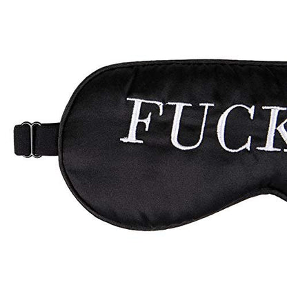NMM Global 100% Maulbeerseide Schlafmaske – Schwarze Schlafmaske mit verstellbarem Band und Satin-Blick – Fuck Off