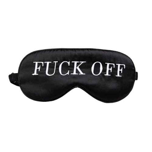 NMM Global 100% Maulbeerseide Schlafmaske – Schwarze Schlafmaske mit verstellbarem Band und Satin-Blick – Fuck Off