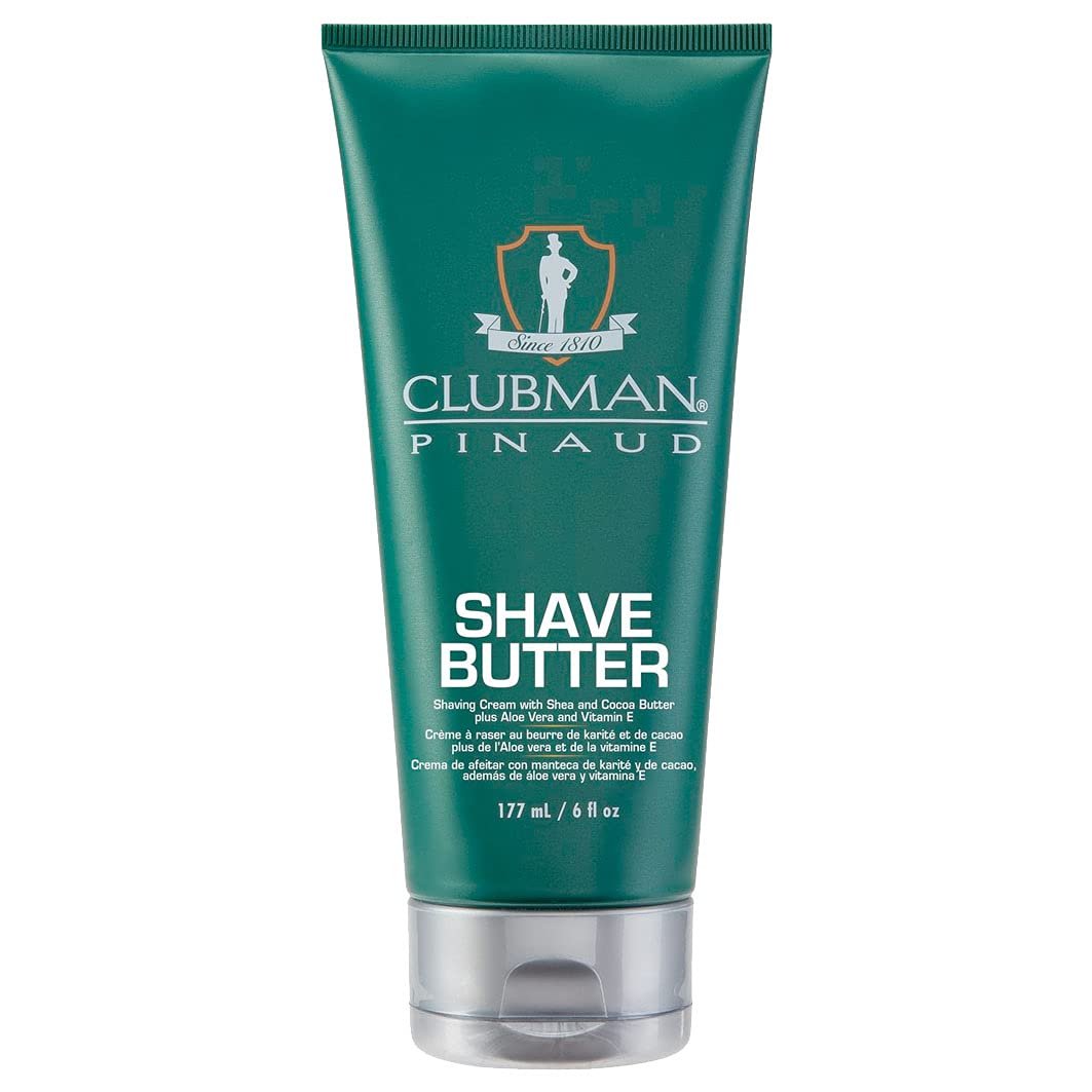 Clubman Pinaud Rasierbutter – Angereichert mit Shea- & Kakaobutter für eine sanfte Rasur, Rasiercreme für Herren, 177 ml