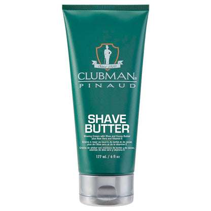 Clubman Pinaud Rasierbutter – Angereichert mit Shea- & Kakaobutter für eine sanfte Rasur, Rasiercreme für Herren, 177 ml
