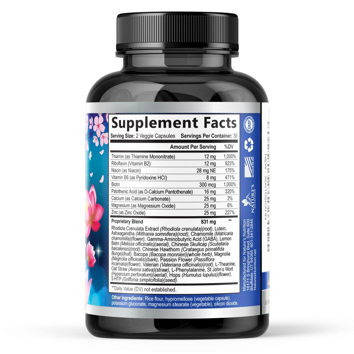 Stress Support Supplement - Extra starke Ashwagandha, GABA, Magnesium, L-Theanin für Entspannung - Unterstützt Stimmung & Fokus - Natürlich ruhig, entspannen & relaxen - Lindert Anspannung & Nervosität - 60 Kapseln