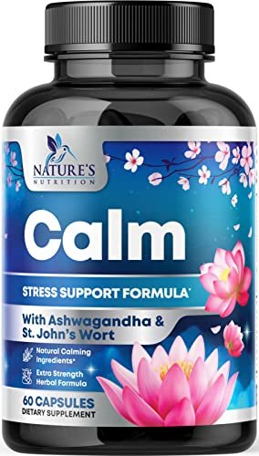Stress Support Supplement - Extra starke Ashwagandha, GABA, Magnesium, L-Theanin für Entspannung - Unterstützt Stimmung & Fokus - Natürlich ruhig, entspannen & relaxen - Lindert Anspannung & Nervosität - 60 Kapseln